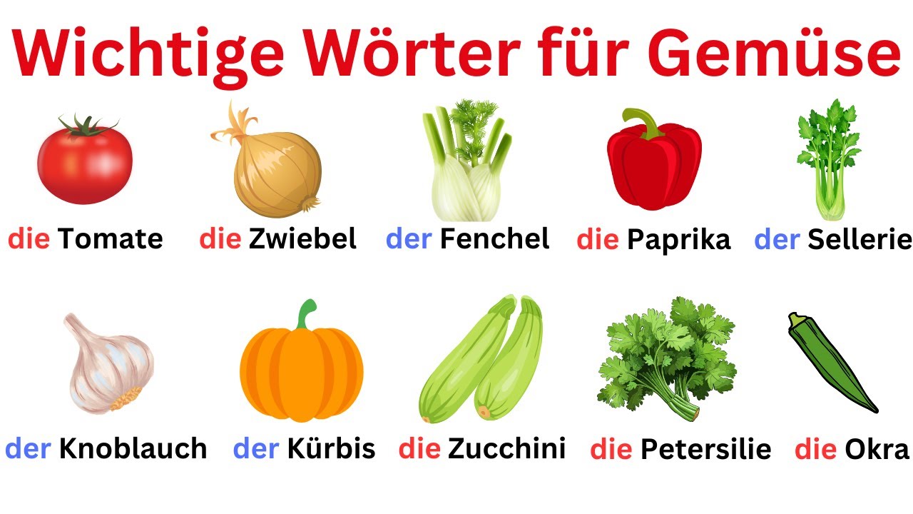 Deutsch lernen | Lerne alle Gem&uuml;se-Namen auf Deutsch! Gem&uuml;se auf Deutsch mit Bildern & Aussprache.