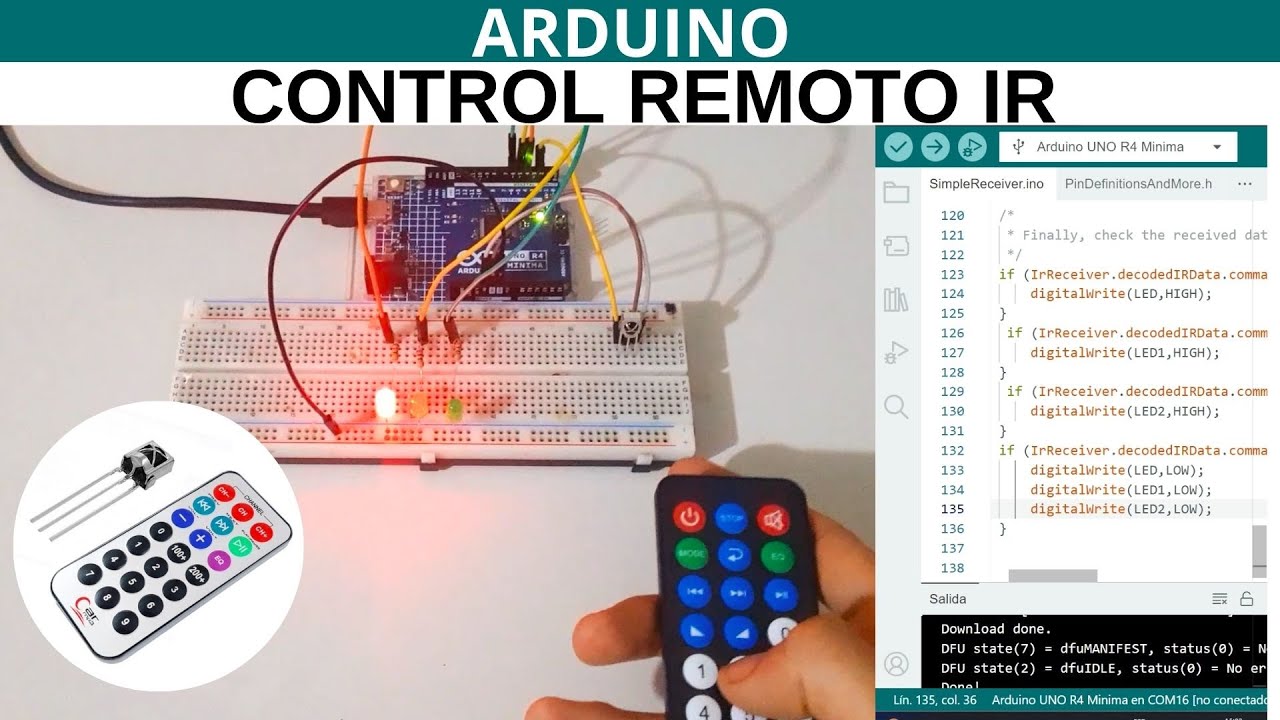 Arduino: Control Remoto IR para Controlar LEDs con Receptor Infrarrojo HX1838