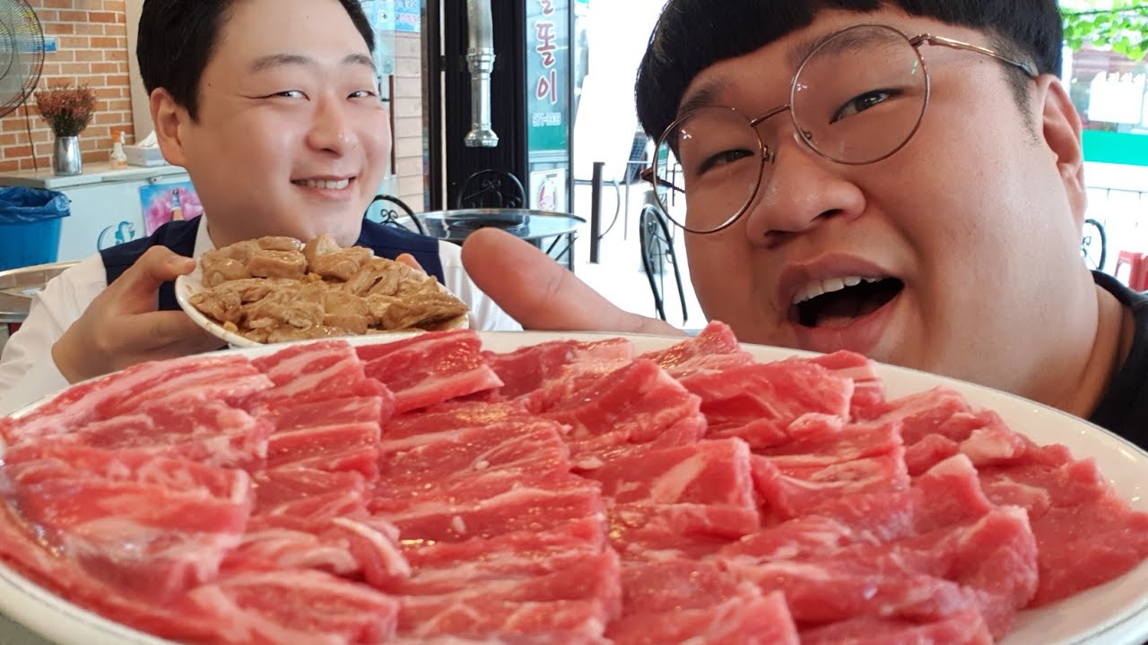 한국축구 우승기념하며 양념소갈비+기막히는 된장찌개+비빔냉면+물냉면 먹방.