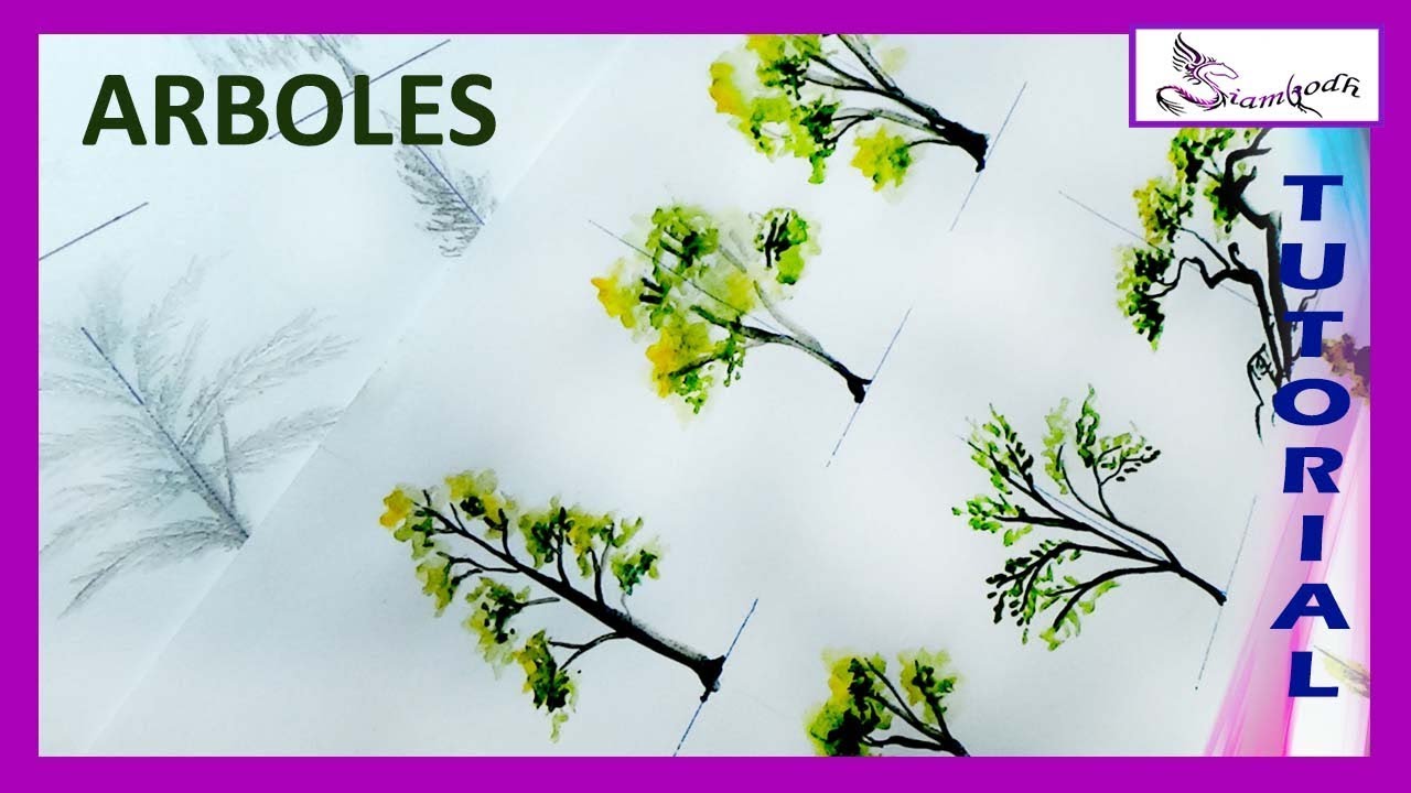 🎨 25 tipos de ARBOLES para aprender a PINTAR y DIBUJAR / TUTORIAL