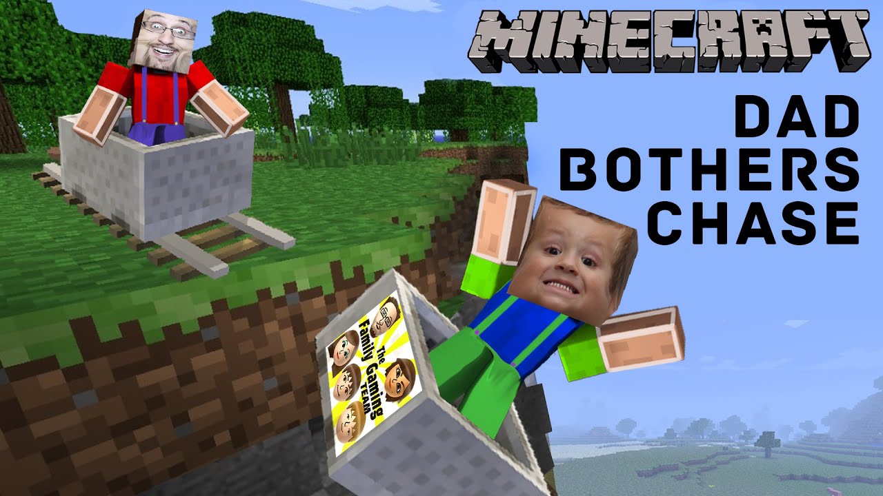 3 Yr Old Chase plays MINECRAFT PE & Dad Bothers Him...A Lot!  Roller Coaster Push (FGTEEV Gameplay)