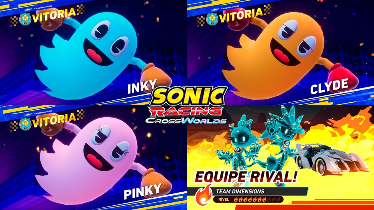 Inky, Pinky e Clyde contra o Team Dimensions - Sonic Racing Crossworlds