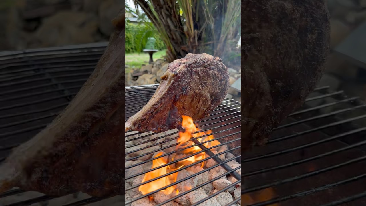 🥩 EPIC 3.5 POUND RIBEYE TOMAHAWK ON CHARCOAL GRILL 🔥 ASMR #outdoor #grill #best #food #beast