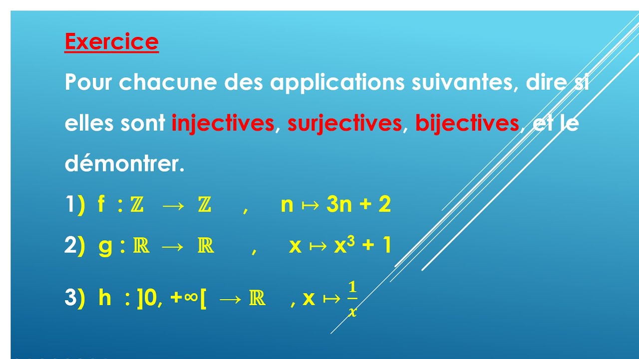 Exercice corrigé : applications injectives surjectives et bijectives