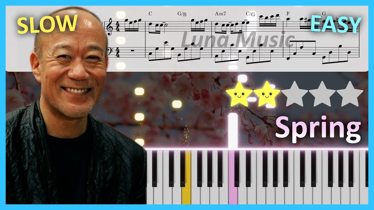 Spring 🌸 - Joe Hisaishi │ Easy Piano Tutorial ⭐⭐☆☆☆