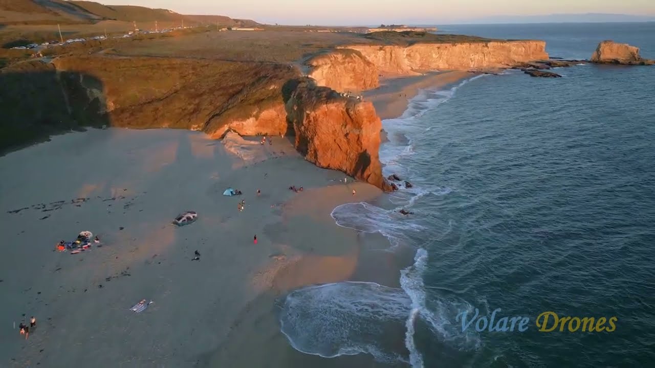 Panther Beach, Santa Cruz California 2022, 4K Stock Footage Drone Aerial