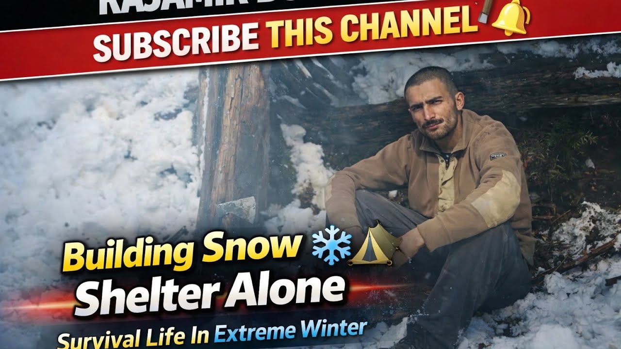 Buliding snow shelter alone survival #adventure #survival #snow 