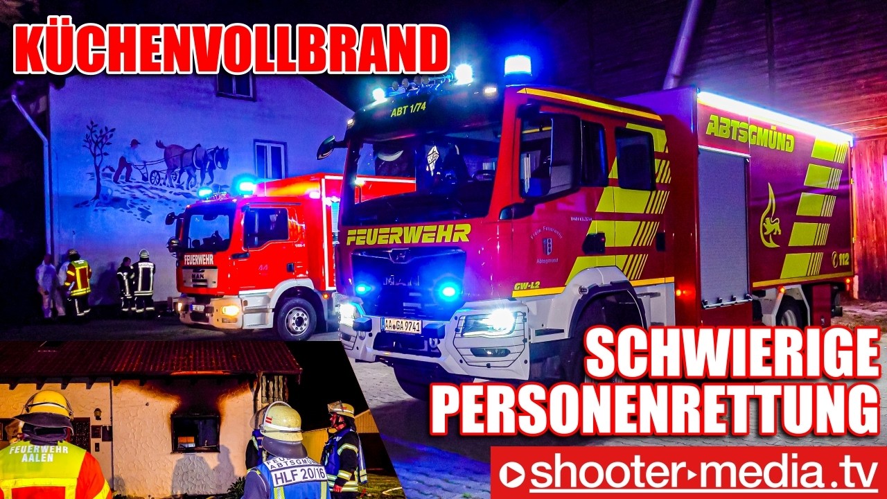 🔥  KÜCHENVOLLBRAND: SCHWIERIGE PERSONENRETTUNG  🔥 | 🚒  Feuerwehr Aalen unterstützt  🚒