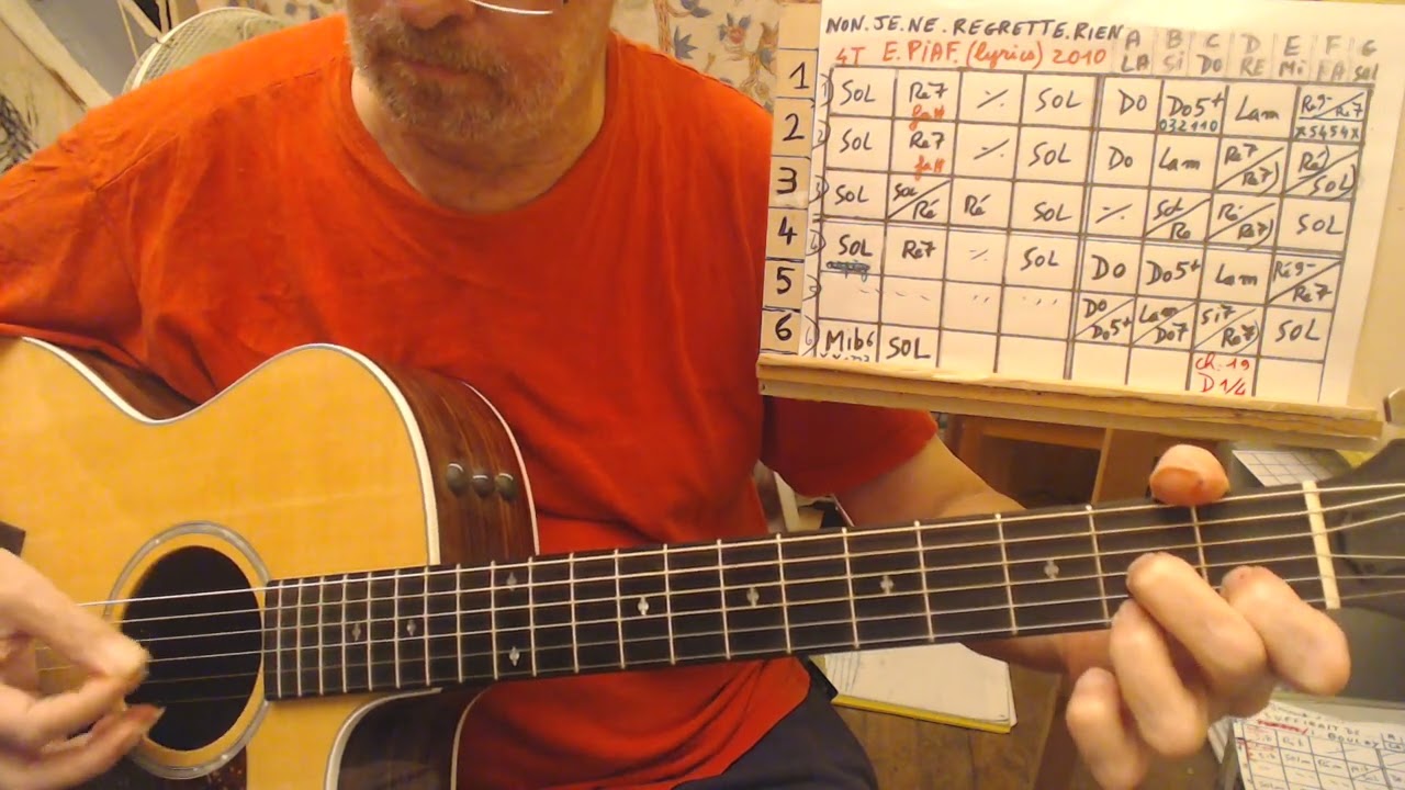 NON JE NE REGRETTE RIEN DE E.  PIAF  //  ACCORDS GUITARE  /QSQS 5./ CH PIAF /     DIFFICULTE: 1/4.