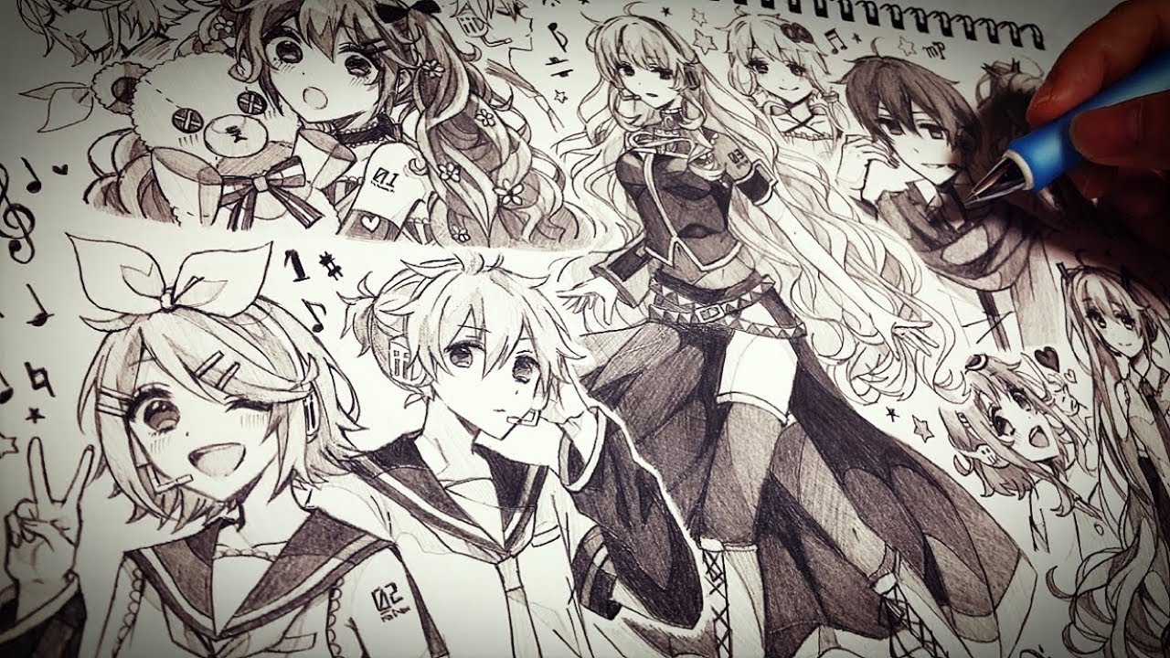 【アナログ】イラストで1ページ埋めてみた🎤【VOCALOID】