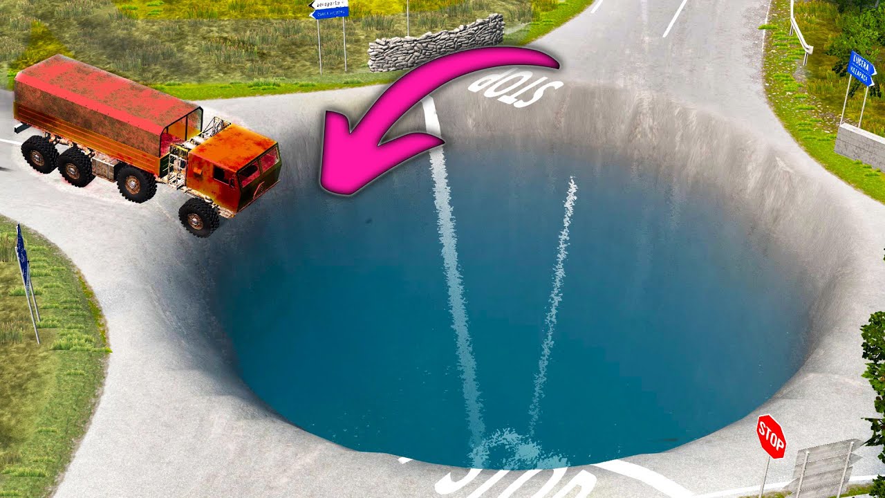 Cars vs Huge Water Potholes | BeamNG Drive