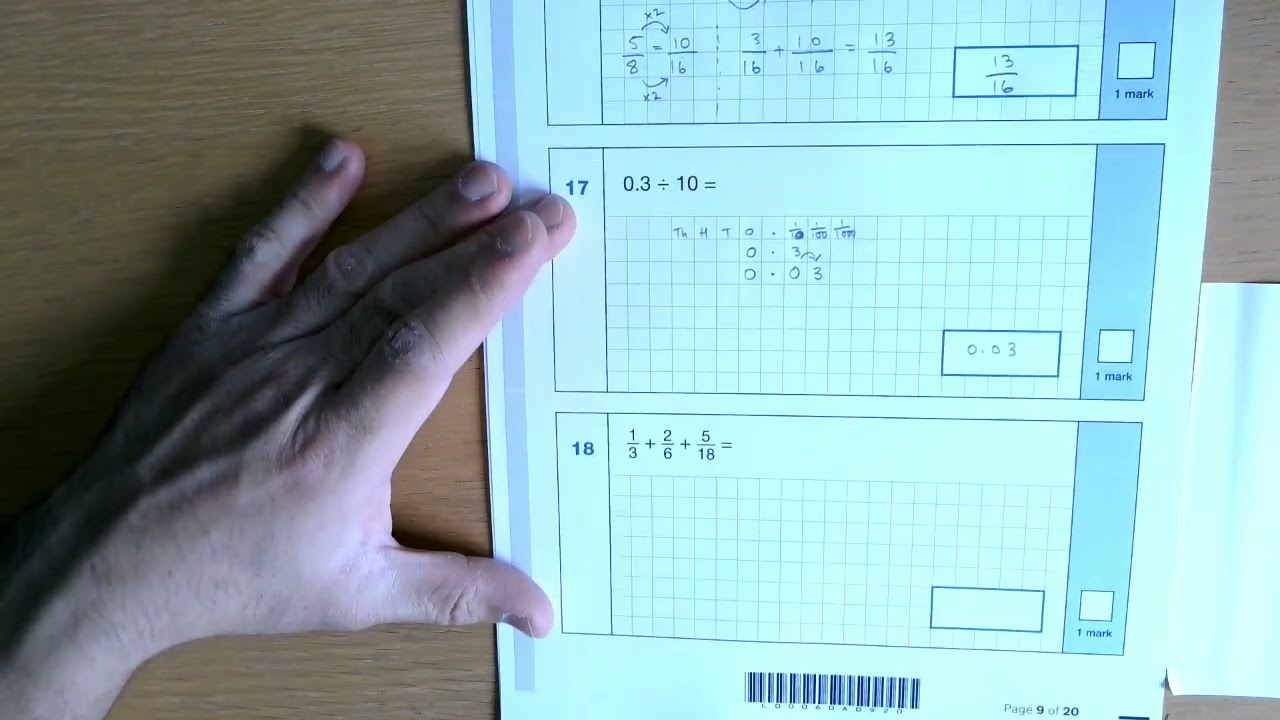 2023 Key Stage 2 Mathematics Paper 1 Questions 17 to 18