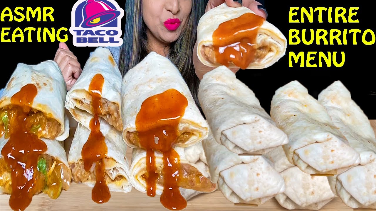 ASMR EATING ENTIRE TACO BELL BURRITO MENU MUKBANG (EATING SOUNDS)