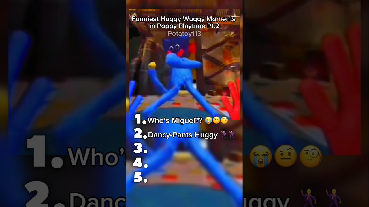 Funniest Huggy Wuggy Moments in Poppy Playtime Pt.2 🔵🧸🏭🤣(no.1 Who's Miguel? 👨😂)