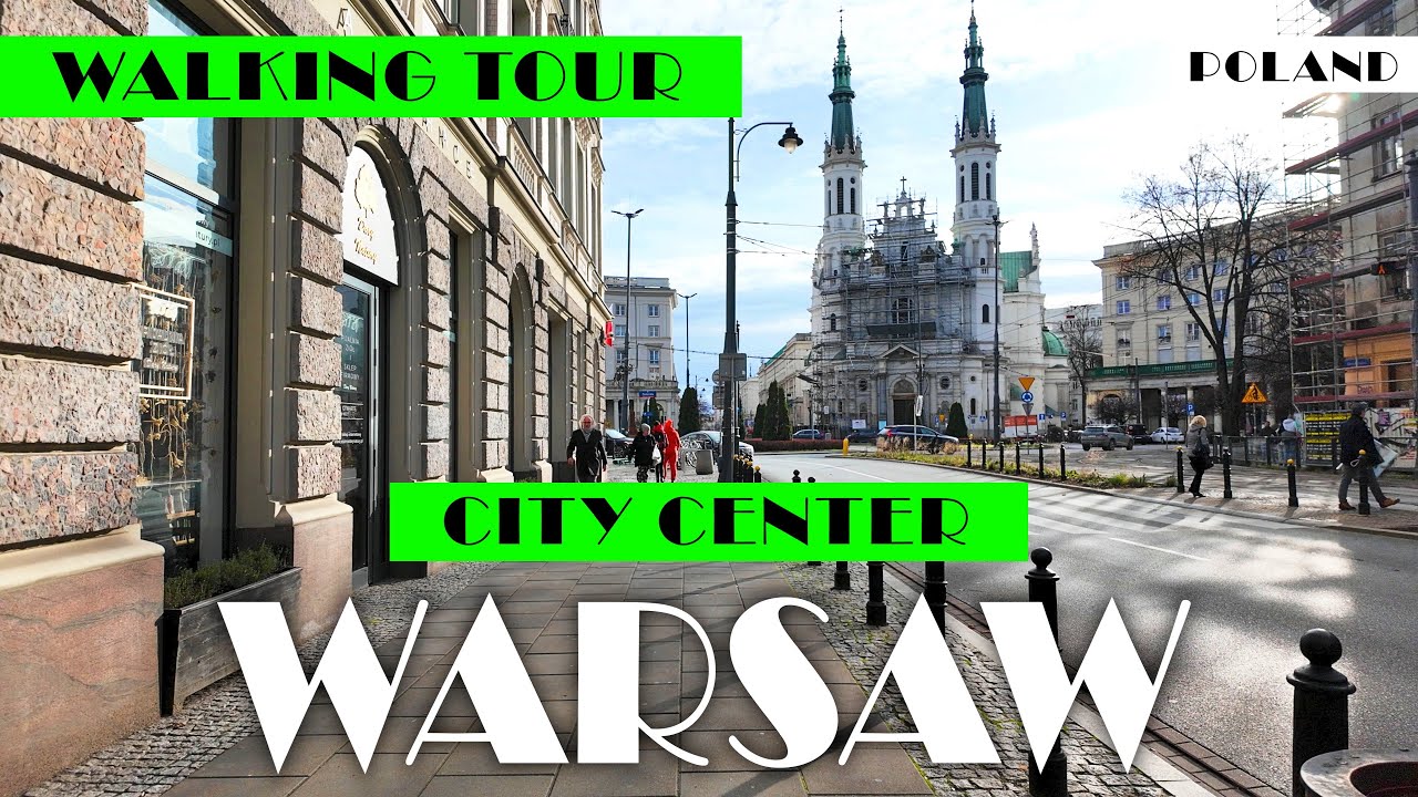 4K WARSAW Walking Tour of the City Center SPACER PO WARSZAWIE ROTUNDA-MARSZAŁKOWSKA-PLAC ZBAWICIELA