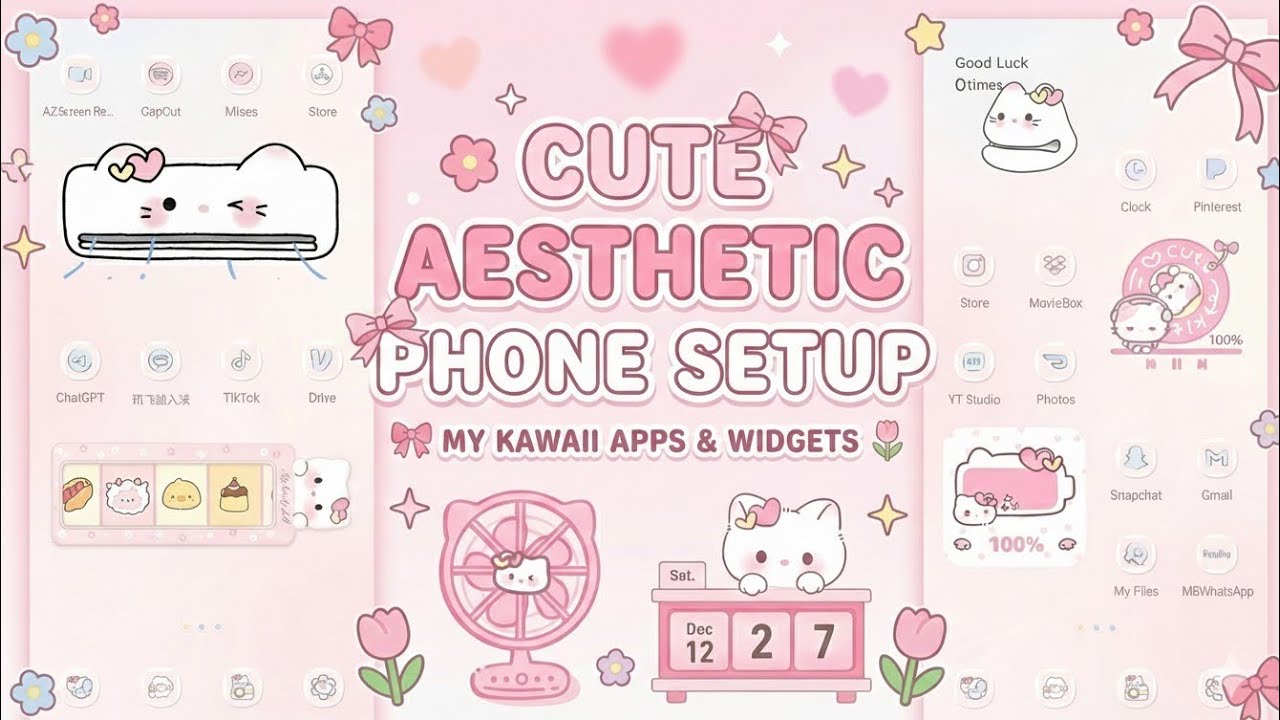 Cute pink Mobile setup for every android 🎀🌷🌸