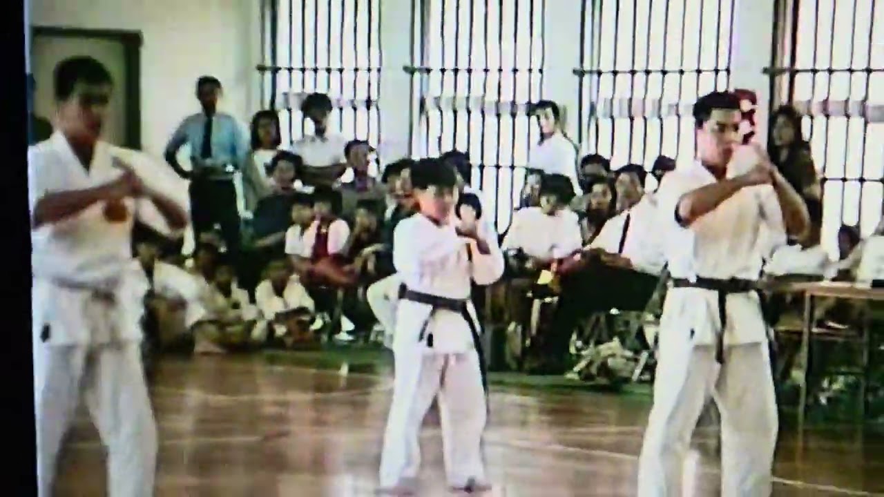1993年頃、沖縄剛柔流明武館長田道場・八木一平氏他『普及型・孤中下』沖縄空手道連盟主催(山口正舟撮影)