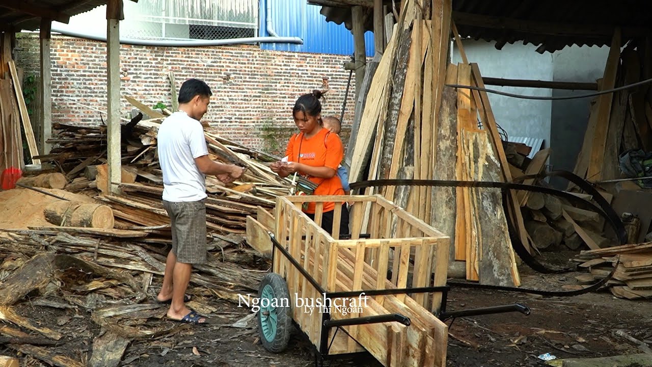 The process of buying wood for flooring, harvesting peanuts with people in the countryside.