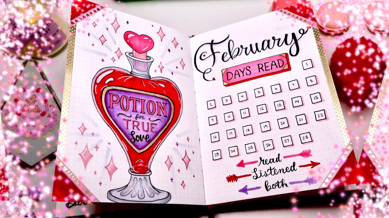 LOVE POTION! February 2025 Bullet Journal Theme // PLAN WITH ME! in my reading bullet journal!