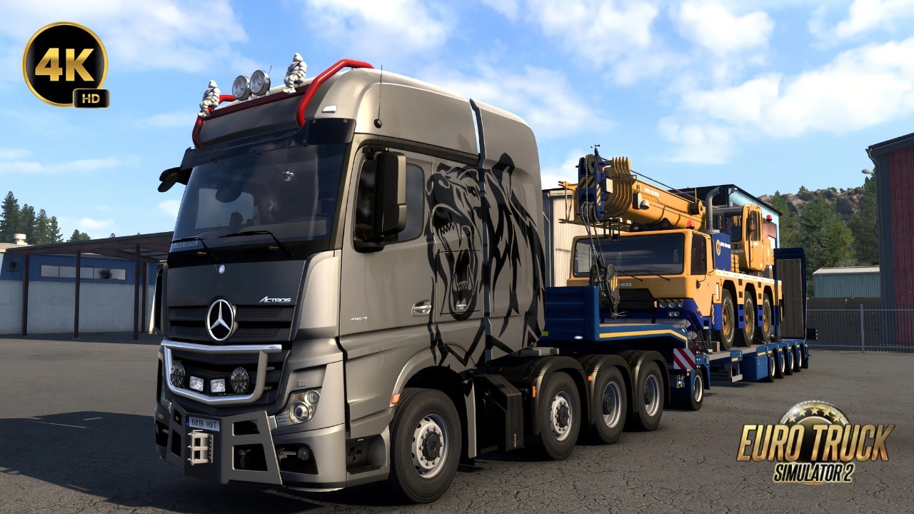 Mobile Crane Heavy Cargo Delivery | Snowy Moon V2 | ETS2 1.58