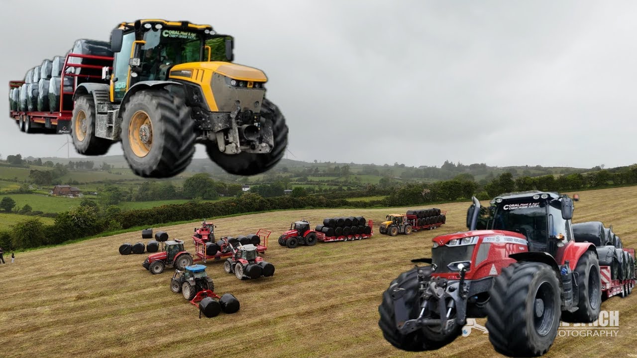 Coral Agri Moves Bales... In Style with their Massey Ferguson 6290 & 7718s and their new Fastrac4220