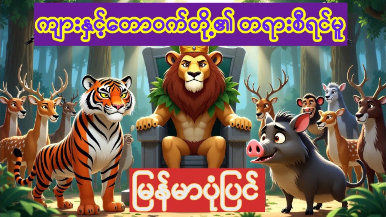 ကျားနှင့်တောဝက်တရားစီရင်မူပုံပြင် #ပုံပြင် #မြန်မာပုံပြင်များ #ကာတွန်း  #Tchannelမြန်မာပုံပြင်များ