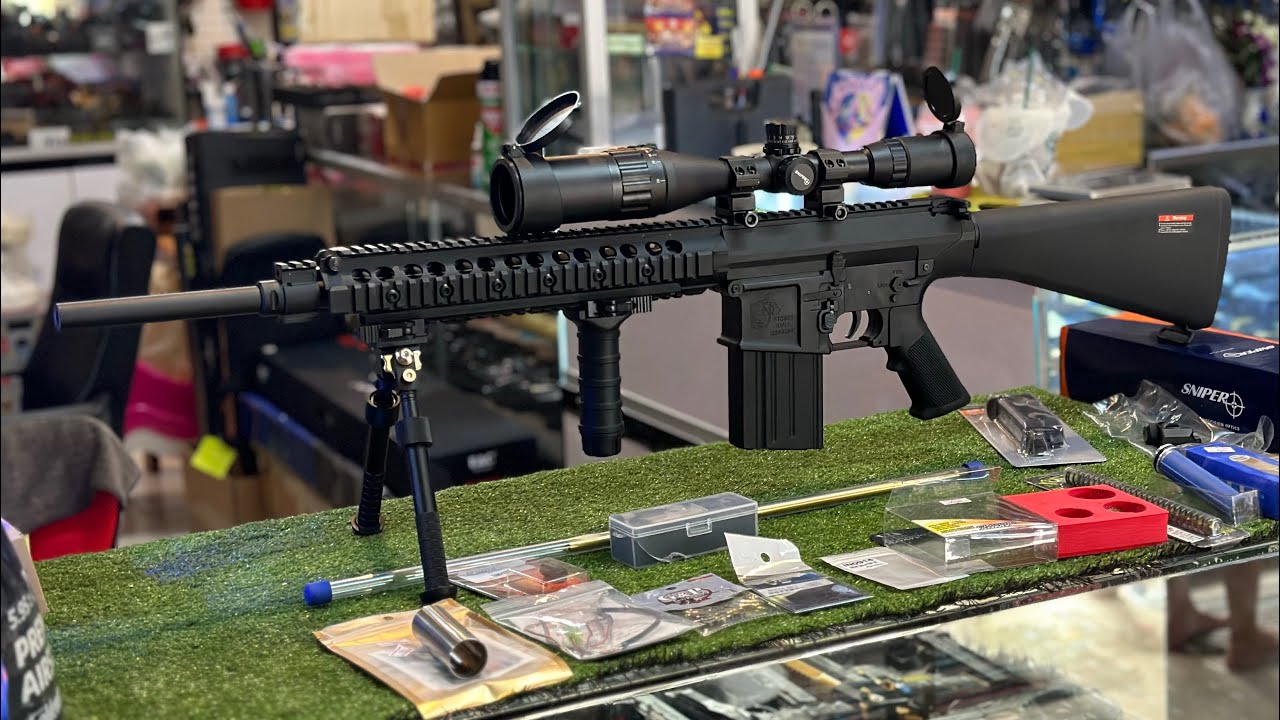 E&C 912 ดำ S2 SR 25 M110 STONER RIFLE รีวิวปรับแต่งแรง600fps+++แต่งแม่นยำ แต่งทน แต่งแรง แต่งสวยงาม