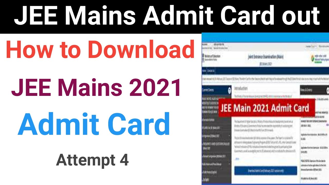 How to download jee mains 2021 admit card for attempt 4| How to download jee mains admit card 2021