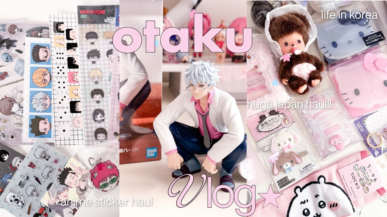 shoujo otaku vlog ◝(ᵔᗜᵔ)◜ HUGE Japan haul, anime stickers, homebody life, look up figures
