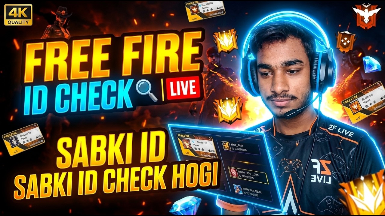 FREE FIRE MAX 🔍 | LIVE ID CHECK | Sabki ID Check Karunga | Custom & Guild Players zf live