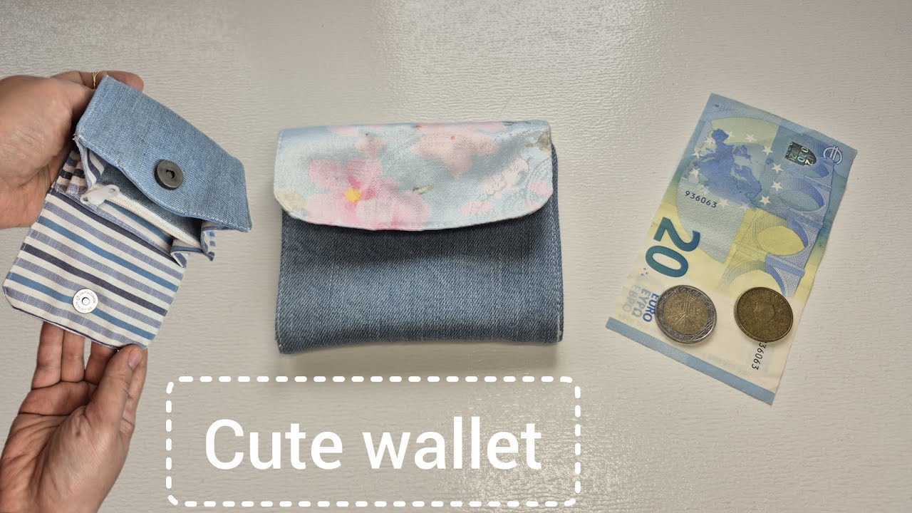 Cute Mini Wallet from Fabric Scraps | Upcycled Jeans & Shirt