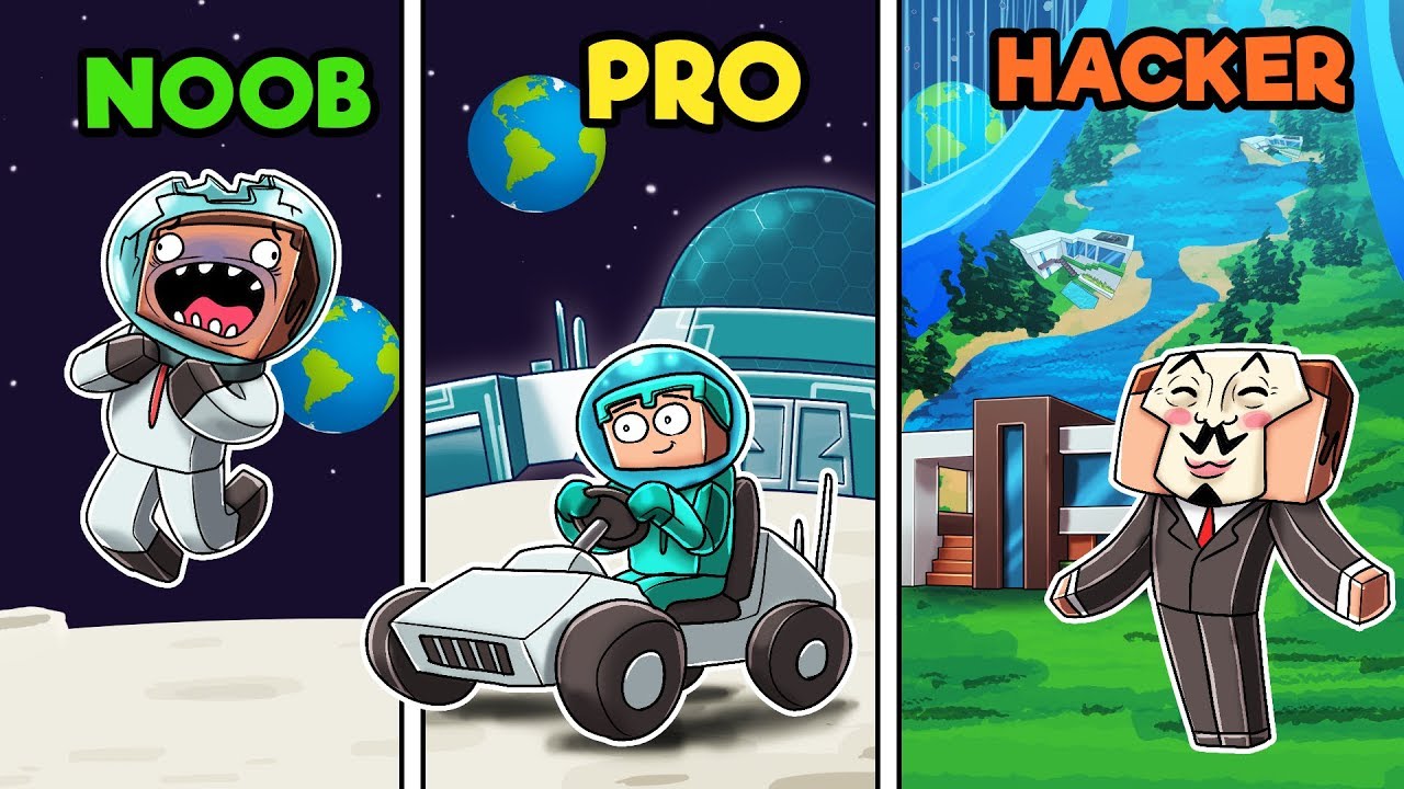Minecraft - NOOB vs PRO vs HACKER - MOON BASE!