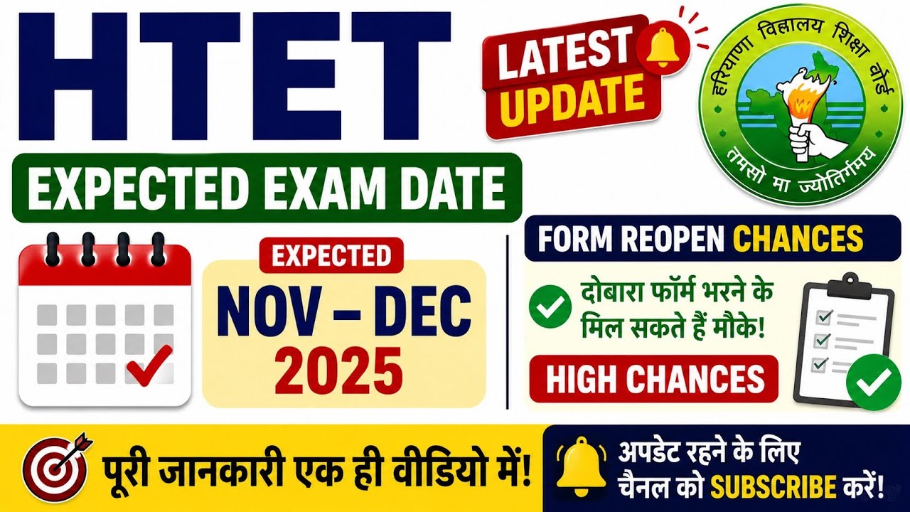 HTET Form Reopen 2026 Major Update | HTET Expected Exam Date Changed Again?