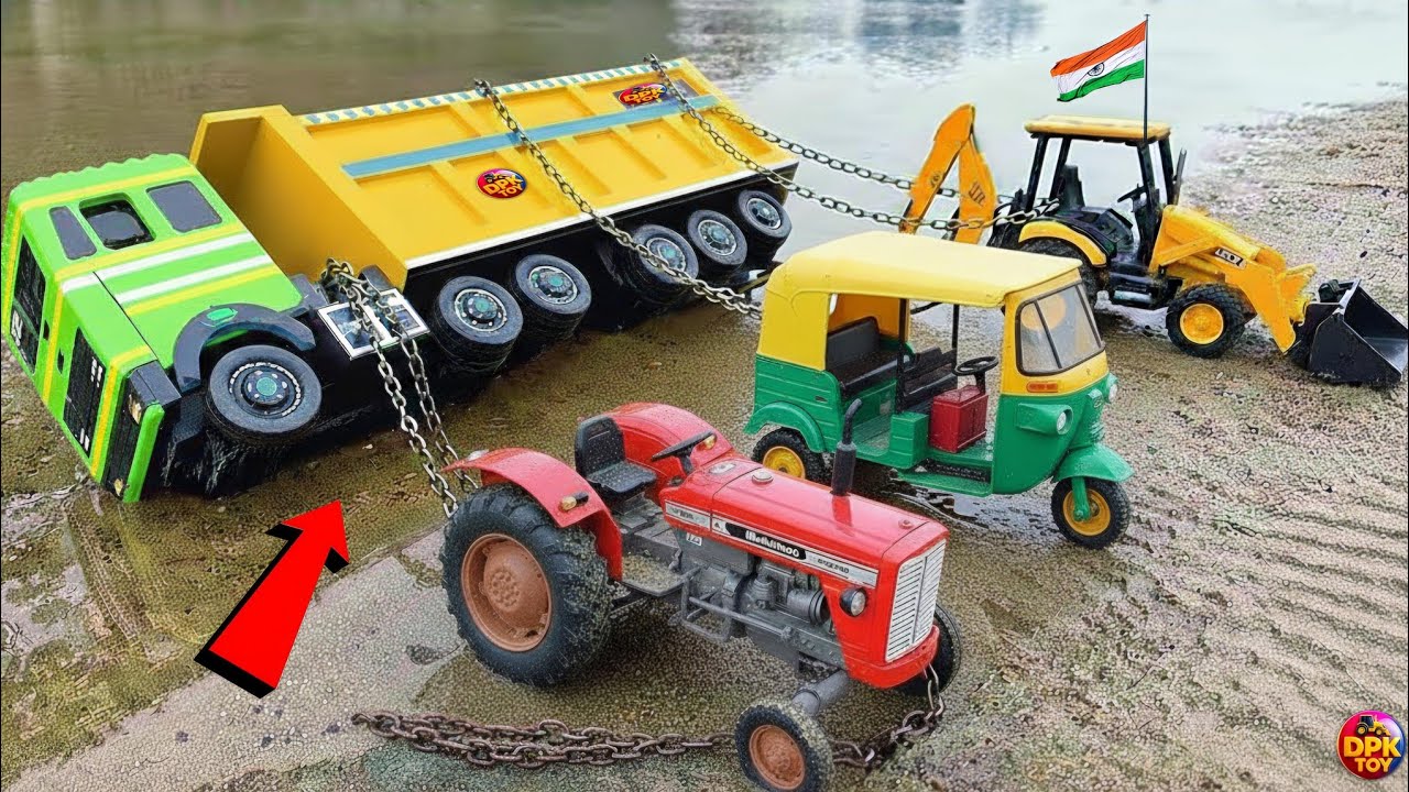 New JCB 5CX Rescue 2 Auto Rickshaw Mix Truck Swaraj Tractor Pickup Tipper? Jcb Ki Khudai | DPKToy 