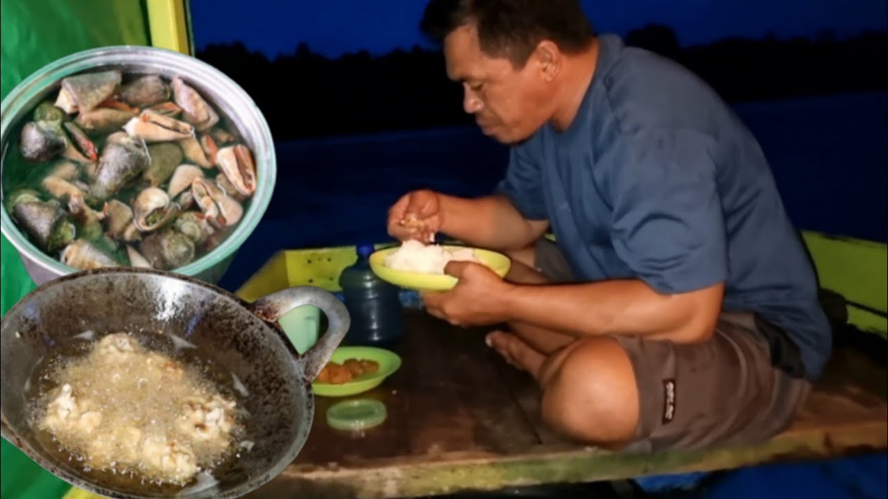 BERMALAM DI PERAHU SAAT MUSIM HUJAN!! MASAK SEAFOOD DI JADIKAN HIDANGAN MALAM