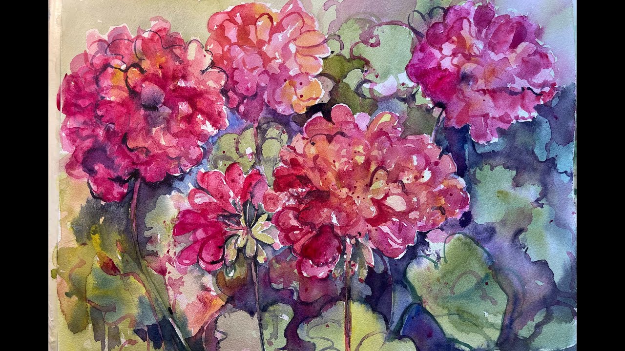 Geraniums in Watercolor