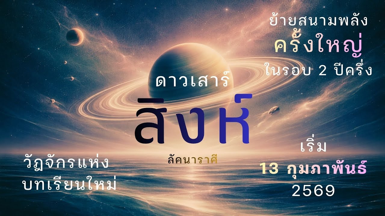 ลัคนาราศีสิงห์ “ดาวเสาร์” ย้ายสนามพลังครั้งใหญ่ ในรอบ 2 ปีครึ่ง มีผลตั้งแต่ 13 ก.พ.69 เป็นต้นไป