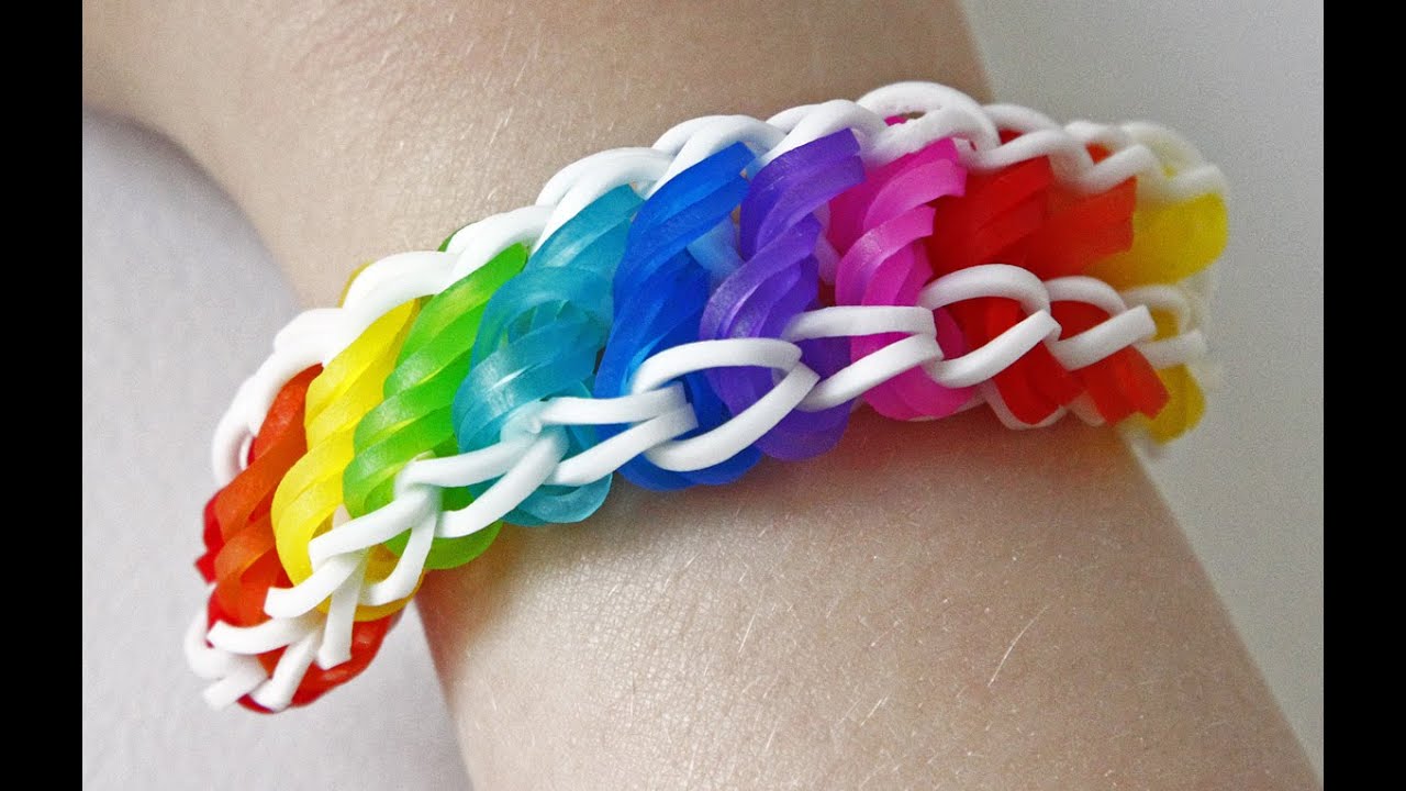 TUTO : bracelet élastique torsadé rotini arc en ciel - Rainbow Loom (en Français)