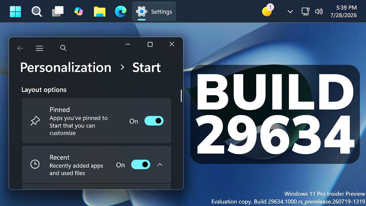 Масштабная сборка Windows 11 vNext 29634: новая панель задач, меню &laquo;Пуск&raquo;, интерфейс поиска, &laquo;Про...