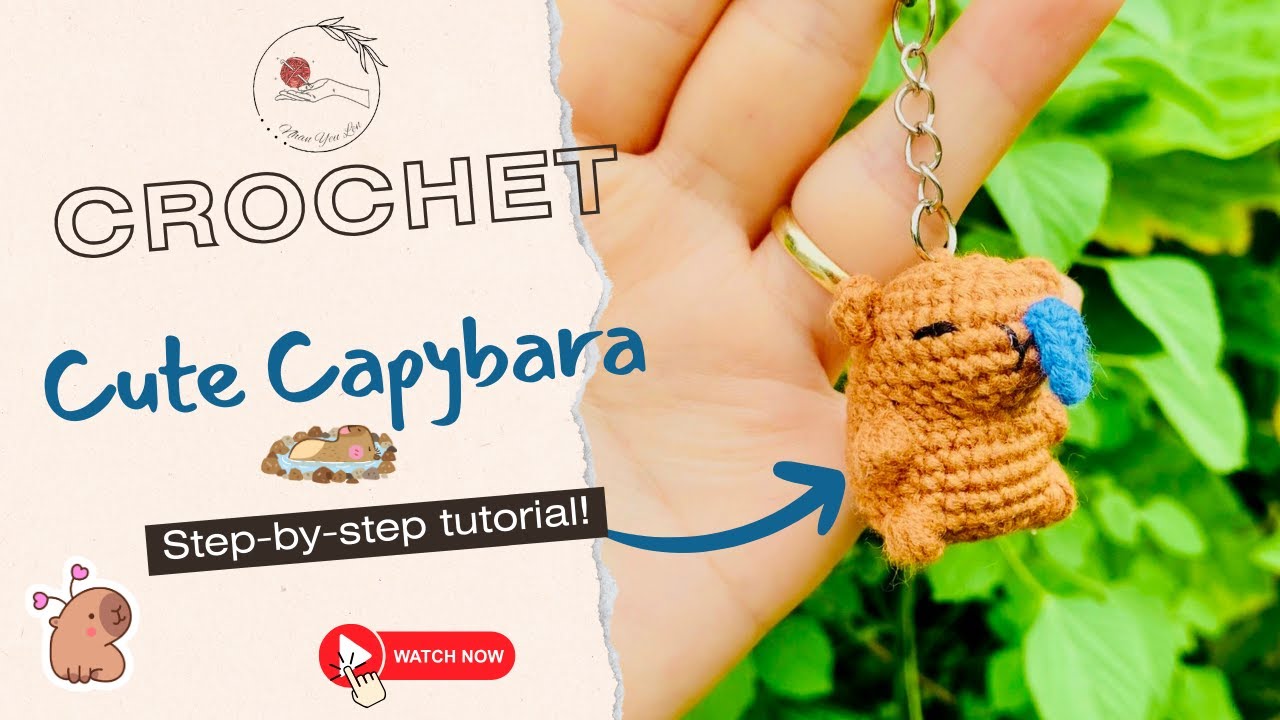 Only 30 mins to make a Capybara keychain| Free crochet Tutorial| Hướng Dẫn Móc Capybara siêu dễ