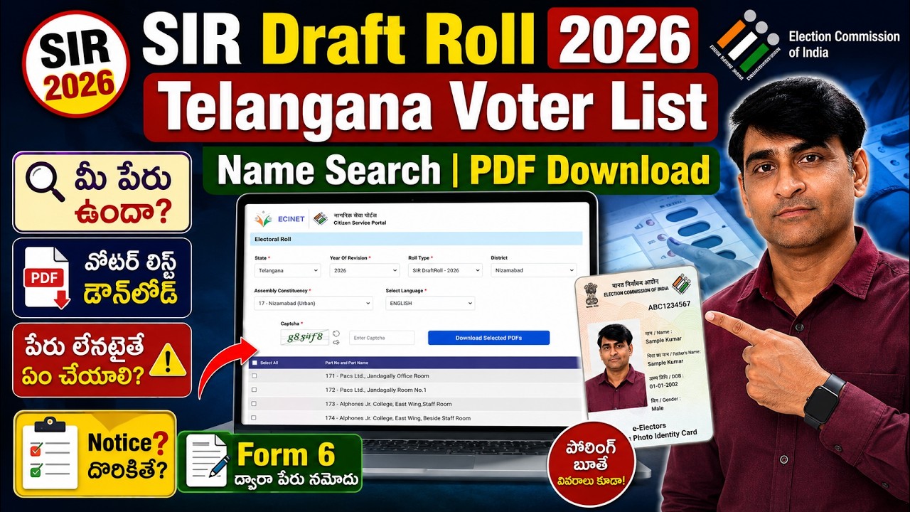 SIR Draft Roll 2026 Telangana Voter List Name Search | PDF Download | Name Missing? Form 6