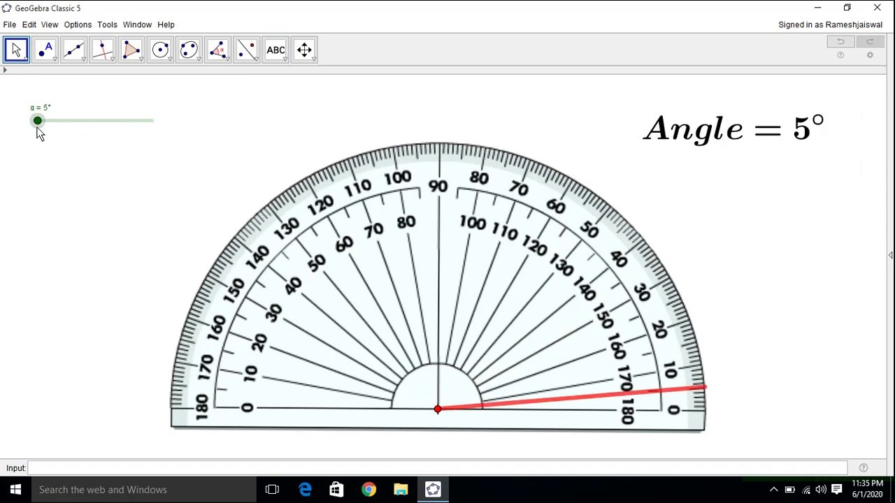 How to Create a  protractor in GeoGebra