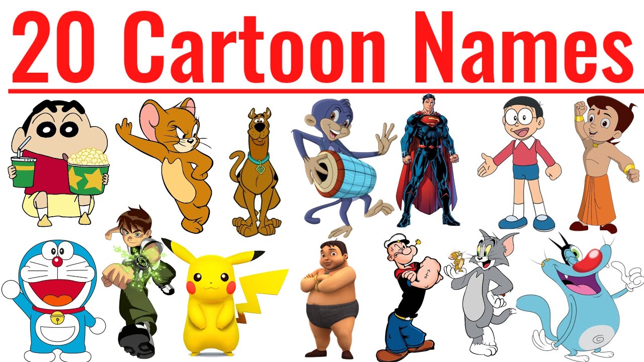 20 All cartoons Name With Pictures And Sound | Learning Video For Kids English And Hindi | Cartoon 