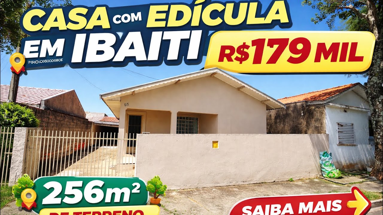 CASA COM EDÍCULA À VENDA EM IBAITI R$179 MIL