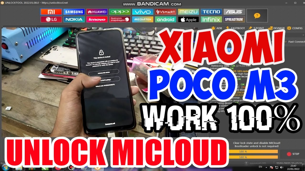 XIAOMI POCO M3 || UNLOCK MICLOUD ONE CLICK!! WITH UNLOCK TOOL