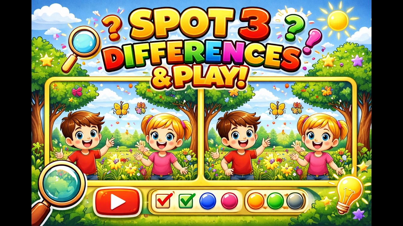 Spot 3 Differences | Brain Game for Sharp Eyes | Fun Puzzle Challenge