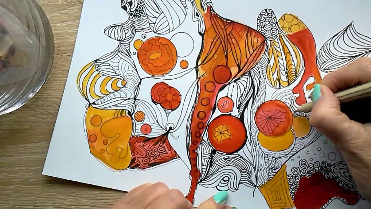 Skurriles Zentangle  * Abstrakt + Aquarell
