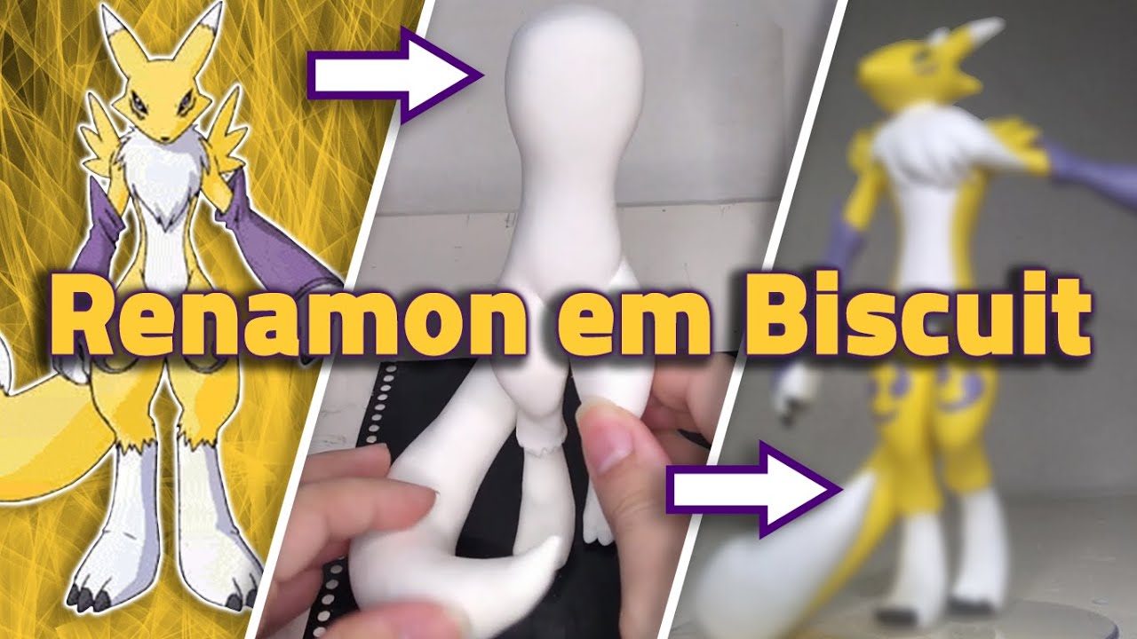 Renamon - Digimon Tamers / Biscuit / Porcelana Fria / Clay / Escultura / Sculpture