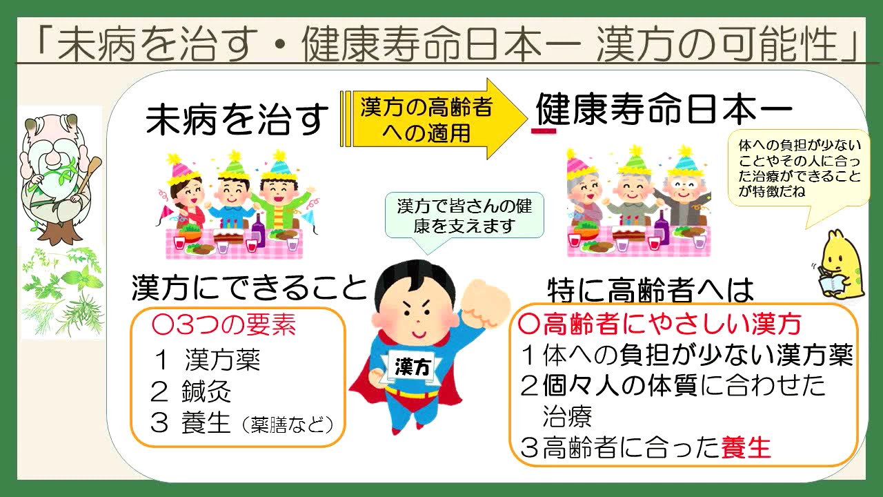 はじめての漢方e-learning 「漢方の基礎知識を学ぶ」第二章　～未病を治す？漢方で健康寿命を～