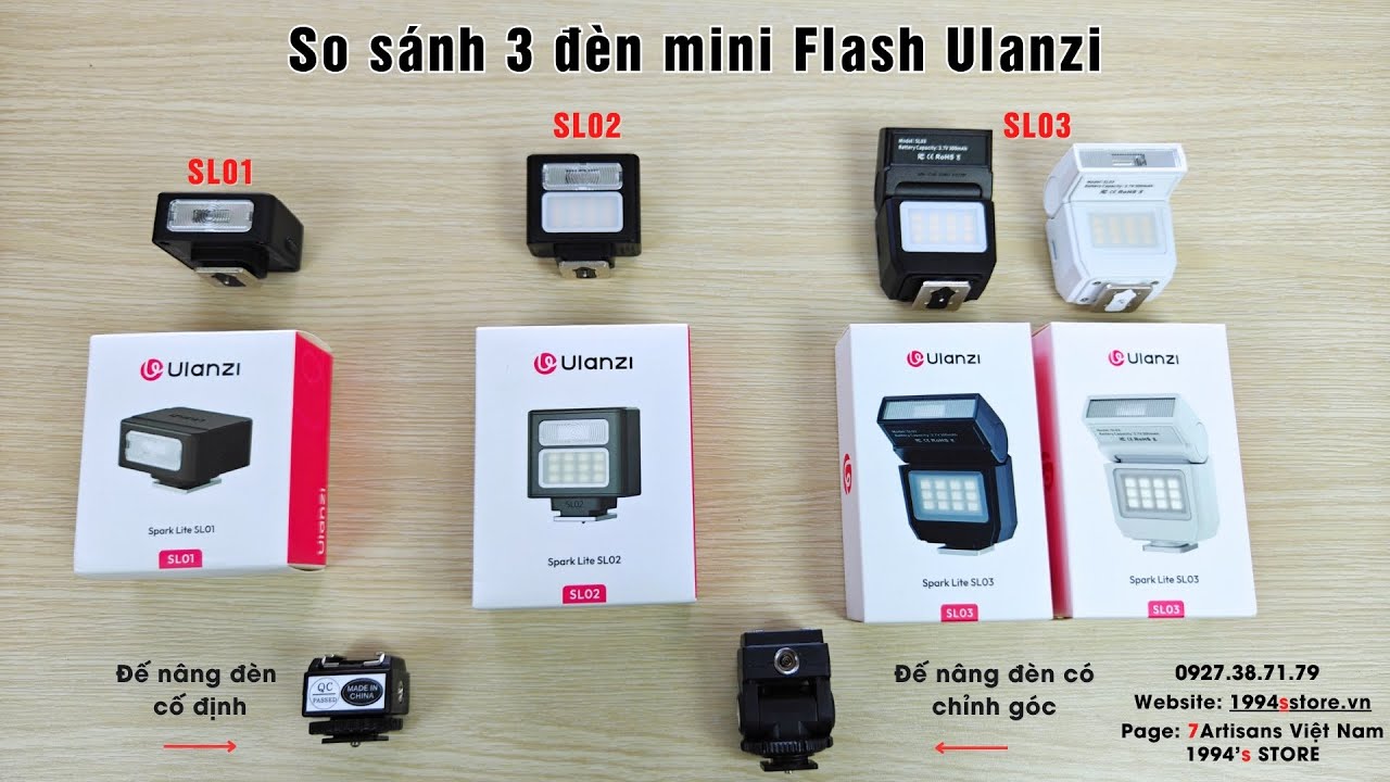 So sánh 3 đèn mini Flash Ulanzi SL01 - SL02 - SL03 dùng cho mọi máy ảnh